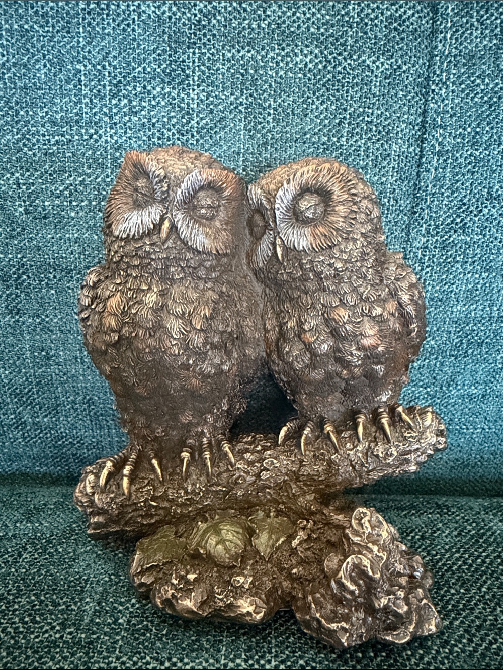 Bronze-Effect Twin Owl Sculpture Decorative Accent